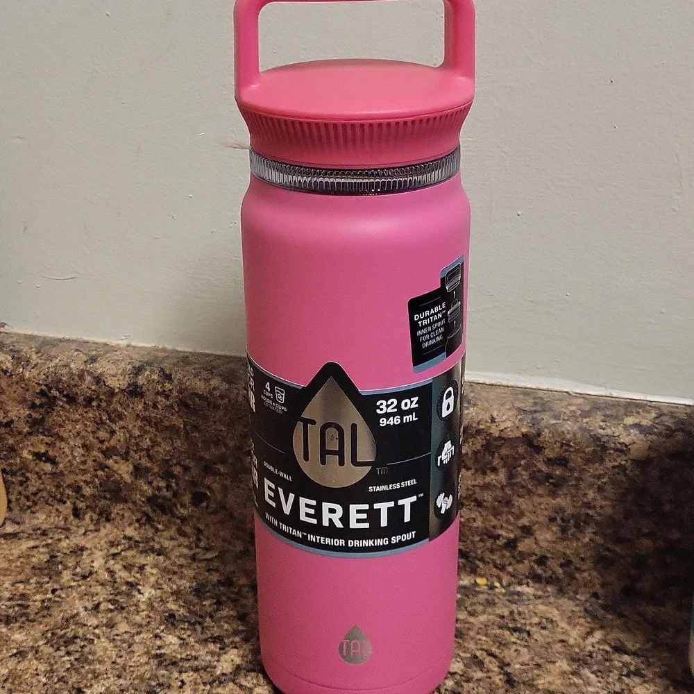 Everett Pink Stainless Steel Water Bottle - Picture 1 of 6
